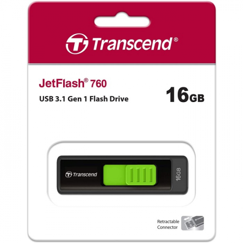 Флеш-накопитель Transcend JetFlash 760 USB 3.0 16 Гб черно-зеленый (TS16GJF760) фото 3