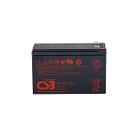 Батарея CSB серия GP, GP1272 F2, напряжение 12В, емкость 7.2Ач (разряд 20 часов), макс. ток разряда (5 сек.) 130А, ток короткого замыкания 304А, макс. ток заряда 2.8A, свинцово-кислотная типа AGM, клеммы F2, ДxШxВ 150.9x64.8x98.6мм., вес 2.4кг., срок служ
