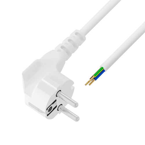 GCR Кабель питания 1.0m, евровилка угловая Schuko - без разъема, белый, 3*0,5mm, GCR-55315