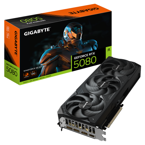 Видеокарта Gigabyte RTX5080 WINDFORCE OC SFF 16GB GDDR7 256bit 3xDP HDMI 3FAN RTL (GV-N5080WF3OC-16GD)