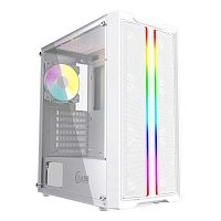 Powercase CMIEW-F4S Корпус Mistral Evo White, Tempered Glass, 1x 120mm PWM ARGB fan + ARGB Strip + 3x 120mm PWM non LED fan, белый, ATX (CMIEW-F4S)