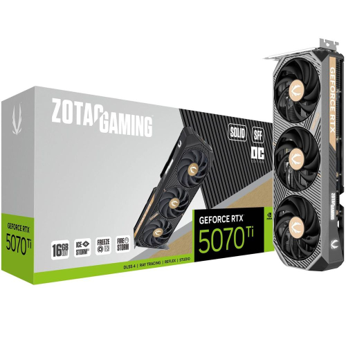 Видеокарта Zotac PCI-E 4.0 RTX 5070 Ti SOLID SFF OC NVIDIA GeForce RTX 5070TI 16Gb 256bit GDDR7 2482/ 28000 HDMIx1 DPx3 HDCP Ret (ZT-B50710J3-10P)