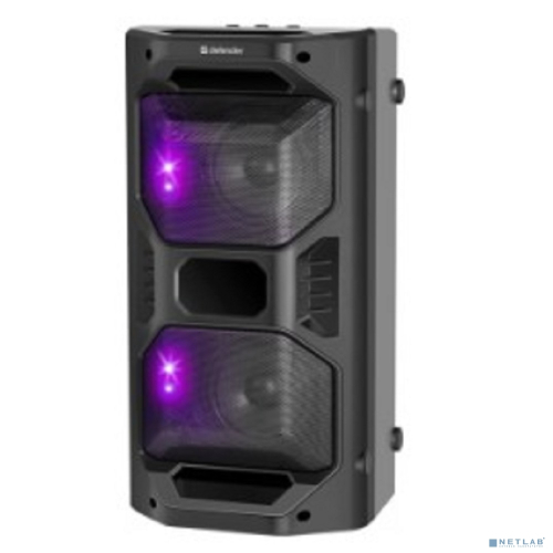DEFENDER RAGE Портативная акустика 2.0 чёрная (2 х 25 Вт, BT, FM, USB, TWS, подсветка, 4000 мАч) (65109)