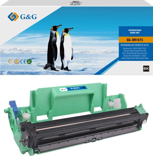 Блок фотобарабана G&G GG-DR1075 DR-1050/ DR-1060/ DR-1070/ DR-1000 черный ч/ б:10000стр. для HL-1110/ 1110E/ 1112/ 1112A/ 1112E/ 1110R/ 1111/ 1118;DCP-1510/ 1510E/ 1512/ 1512A/ 1512E/ 1511/ 1518;MFC-1810/ 1810E/ 1815/ 1811/ 1813/ 1815/ 1818 Brother