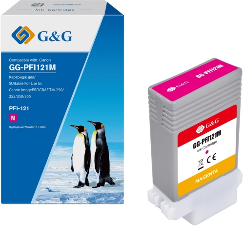 Картридж струйный G&G GG-PFI121M пурпурный (130мл) для Canon imagePROGRAF TM-250/ 255/ 350/ 355