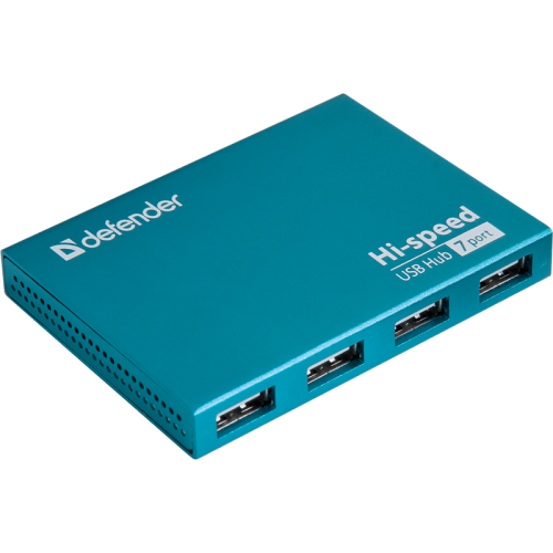 DEFENDER SEPTIMA SLIM Универсальный USB разветвитель (USB 2.0, 7 портов, блок питания 2A) (83505)