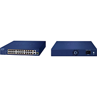 коммутатор/ PLANET 24-Port 10/ 100TX 802.3at PoE + 2-Port 10/ 100/ 1000T + 1-Port shared 1000X SFP Unmanaged Gigabit Ethernet Switch (185W PoE Budget, Standard/ VLAN/ Extend mode, supports PD alive check, (FGSD-2621P)