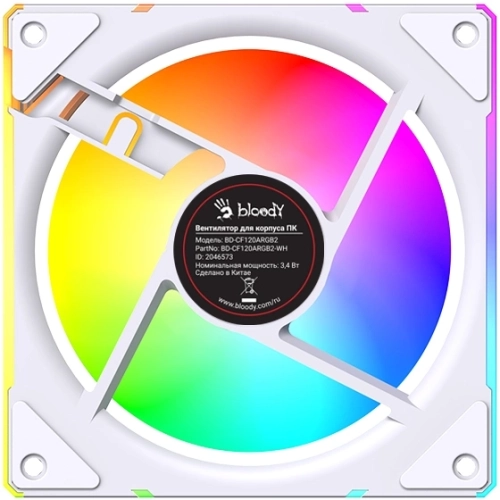 Вентилятор для корпуса Bloody BD-CF120ARGB2 LCD ARGB 120х120x25 белый 4-pin 26дБ (BD-CF120ARGB2-WH) Ret фото 7