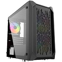 Powercase Alisio Micro X3B, Tempered Glass, 1х 120mm +2x 140mm 5-color fan, чёрный, mATX (CAMIB-L3)