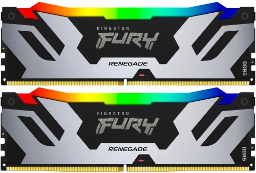 Модуль памяти Kingston 96GB DDR5 6400 FURY Renegade Silver/ Black RGB XMP Non-ECC Unbuffered DIMM (Kit 2*48gb) 2RX8 32-39-39 1.4V 288-pin 24Gbit (KF564C32RSAK2-96)