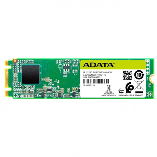 Твердотельный накопитель 512GB SSD A-DATA Ultimate SU650, M.2 2280, SATA III, [R/ W - 550/ 510 MB/ s] 3D-NAND TLC (ASU650NS38-512GT-C)