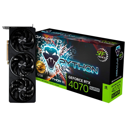 Видеокарта Gainward RTX4070 SUPER PYTHON III OC 12GB GDDR6X 192bit 3xDP HDMI 3FAN RTL (NED407ST19K9-1043T)