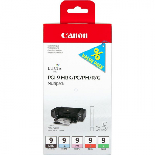 Набор картриджей CANON PGI-9 MBK/ PC/ PM/ R/ G многоцветный, 5 картриджей, для Canon PIXMA Pro9500, IX7000, MX7600 (1033B013)
