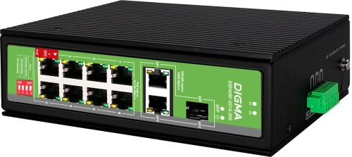 Коммутатор Digma DSP408F-2G1S-300 (L2) 8x100Мбит/ с 2x1Гбит/ с 1SFP 8PoE 8PoE+ 1PoE++ 300W неуправляемый