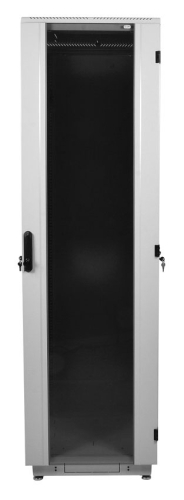 Шкаф телекоммуникационный напольный 42U (600x1000) дверь стекло (3 места), черный (ШТК-М-42.6.10-1ААА-9005)