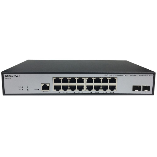 Коммутатор/ Управляемый L3 коммутатор, 16x1000Base-T, 2x10GBase-X SFP+, консольный порт RJ-45, комплект для установки в 19