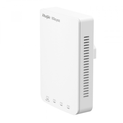 Ruijie Reyee AC1300 Dual Band Wall Access Point, 867Mbps at 5GHz + 400Mbps at 2.4GHz, 4 10/ 100base-t Ethernet port, 1uplink port, Internal Antennas,support 802.11a/ b/ g/ n/ ac Wave1/ Wave2 (RG-RAP1200(P))