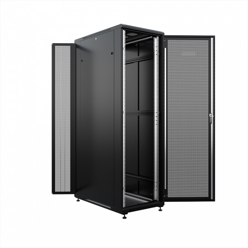 Шкаф напольный универсальный серверный ONTEK TC 42U 800х1000мм, 4 профиля 19, двери перфорированная и перфорированная двухстворчатая, боковые стенки (TC42U81PPDLDRSWAS-9005)