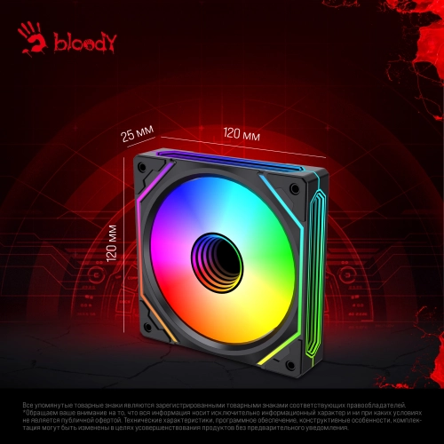 Вентилятор для корпуса Bloody BD-CF120ARGB5 LCD ARGB 120х120x25 черный 4-pin 26дБ (BD-CF120ARGB5-BK) Ret фото 27