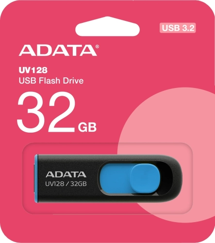 Флеш накопитель 32GB A-DATA UV128, USB 3.0, черный/синий (AUV128-32G-RBE) фото 2