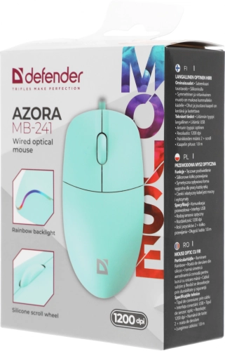 Мышь проводная AZORA MB-241 голубая 52243 DEFENDER фото 10