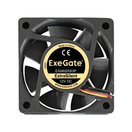 Exegate EX283370RUS Вентилятор ExeGate ExtraSilent ES06025S3P, 60x60x25 мм, подшипник скольжения, 3pin, 2500RPM, 22dBA фото 2