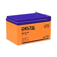 Батарея DELTA серия HR, HR 12-12, напряжение 12В, емкость 12Ач (разряд 20 часов), макс. ток разряда (5 сек.) 180А, макс. ток заряда 3.6А, свинцово-кислотная типа AGM, клеммы F2, ДxШxВ 151х98х95мм., в