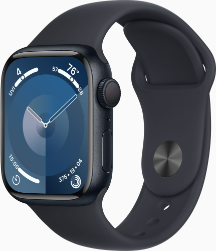Смарт-часы Apple Watch Series 9 A2978 41мм OLED корп.темная ночь Sport Band рем.темная ночь разм.брасл.:130-180мм (MR8W3LL/ A) (MR8W3LL/A)