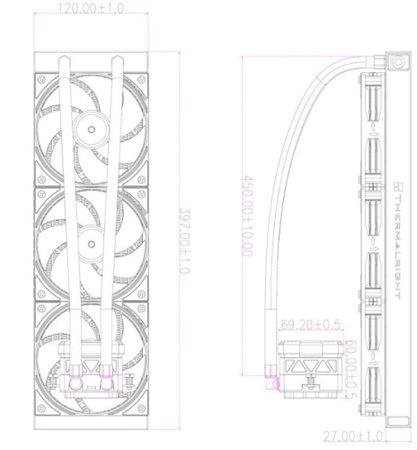 Система водяного охлаждения Thermalright Frozen Warframe 360 Soc-AM5/AM4/1200/1700/1851 черный 4-pin 29.8dB Al LCD Ret (F-WFRAME-360-BL) фото 9