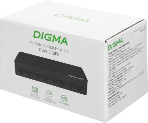 Коммутатор Digma DSW-308FE 8x100Мбит/ с неуправляемый фото 14
