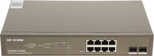 IP-COM G3310P-8-150W Управляемый PoE коммутатор с 8 Гигабитными портами PoE и 2 SFP портами фото 2