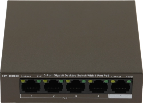 IP-COM G1105P-4-63W Коммутатор неуправляемый PoE, 5 портов, 5x1 Гбит/ с, PoE 4х58 Вт, настольный фото 9