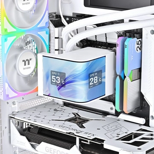 Система водяного охлаждения Thermaltake MAGCurve 360 Ultra Snow ARGB Soc-AM5/AM4/1200/1700/1851 белый 4-pin 32.8-35.1dB Al LCD Ret (CL-W454- PL12SW-A) фото 2