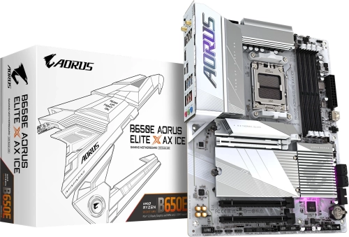 Материнская плата Gigabyte B650E A ELITE X ICE Socket AM5 AMD B650 4xDDR5 ATX AC`97 8ch(7.1) 2.5Gg RAID+HDMI (B650E AORUS ELITE X AX ICE) фото 3