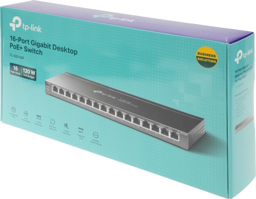 TP-Link TL-SG116P Настольный коммутатор с 16 гигабитными портами PoE+, 16 гигабитных портов PoE+, 802.3af/ at, бюджет PoE — 120 В фото 10