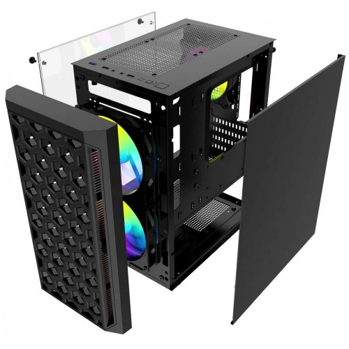 Powercase CMIMTB-L3 Корпус Mistral Micro T3B, Tempered Glass, Mesh, 2x 140mm + 1х 120mm 5-color fan, чёрный, mATX (CMIMTB-L3) фото 5