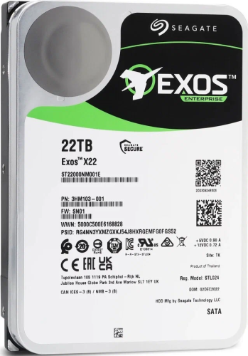 Жесткий диск/ HDD Seagate SATA3 22Tb Exos X22 7200 512Mb 1 year warranty (replacement WD221KRYZ) (ST22000NM001E) фото 3