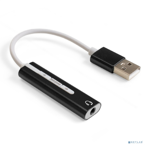 Exegate EX296332RUS Кабель-адаптер для подключения телефонной гарнитуры к порту USB ExeGate (внешняя звуковая карта USB, 1x Jack3.5 F (4-контакта), кнопки: volume +, volume -, play/ pause/ n
