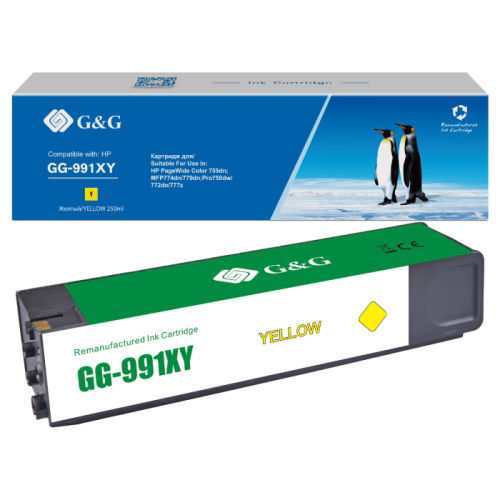 Картридж струйный G&G 991X, желтый / 16000 страниц для HP PageWide Pro 750/ 772/ 777 (GG-991XY)