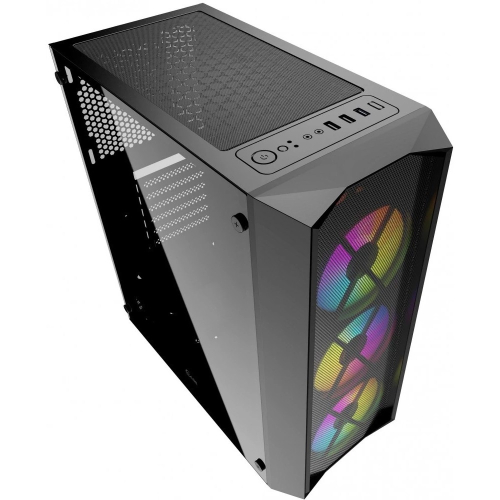 Powercase CMRMX-L3 Корпус Rhombus X3 Mesh LED, Tempered Glass, 3x 120mm 5-color fan, чёрный, ATX (CMRMX-L3) фото 3