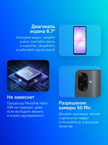 Смартфон Samsung SM-A075F Galaxy A07 64Gb 4Gb черный моноблок 3G 4G 6.5