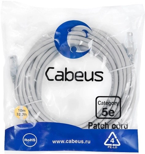 Cabeus PC-UTP-RJ45-Cat.5e-15m-LSZH Патч-корд U/ UTP, категория 5е, 2xRJ45/ 8p8c, неэкранированный, серый, LSZH, 15м