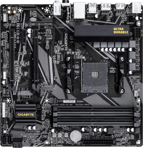 Материнская плата Gigabyte B550M DS3H AC R2 Soc-AM4 AMD B550 4xDDR4 mATX AC`97 8ch(7.1) GbLAN RAID+HDMI+DP