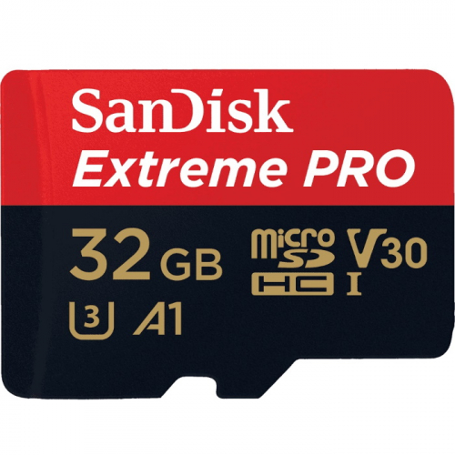 Карта памяти 32GB SanDisk Extreme Pro microSDHC SD Adapter + Rescue Pro Deluxe 100MB/s A1 C10 V30 UHS-I U3 (SDSQXCG-032G-GN6MA)