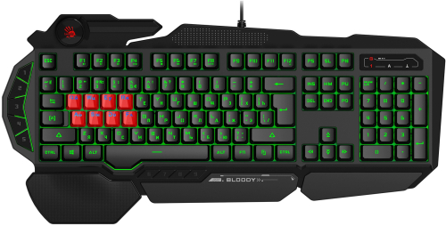 Клавиатура A4Tech B318 черный USB Multimedia for gamer LED (подставка для запястий) кабель 1.8м (B318#MLN)