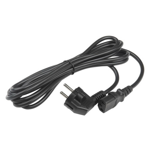 Сетевой кабель Hyperline PWC-IEC13A-SHM-3.0-BK Кабель питания компьютера (Schuko+C13 (угловая)) (3x1.0), 10A, угловая вилка, 3м, цвет черный (ПВС-АП-3*1,0-250-S22C13S-10-3,0 ГОСТ 28244-96)