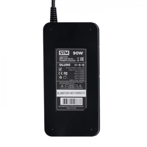 Адаптер питания STM DLU90 универсальный для ноутбуков NB Adapter 90W, EU AC power cord/ Car Cigaratte Plug, USB(2.1A) фото 2