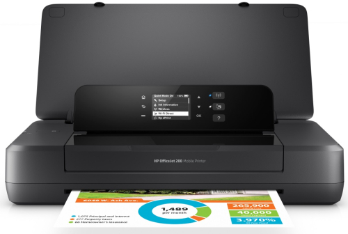 Мобильный принтер HP OfficeJet 200, струйный, A4, WiFi, черный (CZ993A#BHC)