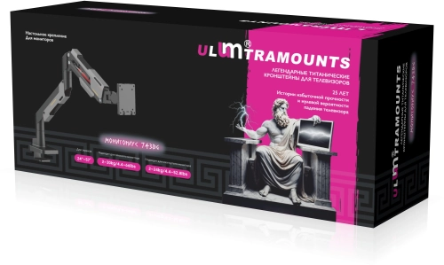 Кронштейн для мониторов Ultramounts UM743BG черный/серый 24-57 макс.30кг крепление к столешнице поворот и наклон фото 11