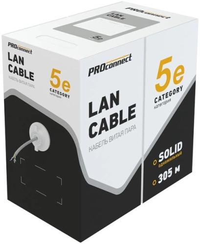 Кабель информационный PROconnect 01-0027 кат.5E F/ UTP 2X2X24AWG PVC внутренний 305м серый